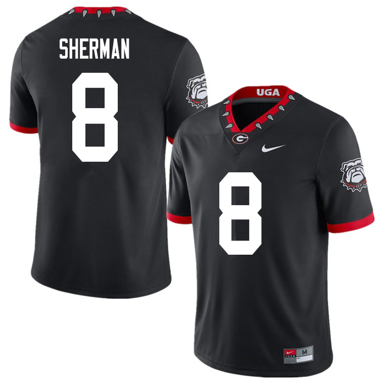2020 Men #8 MJ Sherman Georgia Bulldogs Mascot 100th Anniversary College Football Jerseys Sale-Black - Click Image to Close